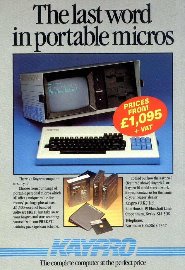 The next step in word processing was to try and make it portable. The 1981 Osborne 1 may have weighed almost 11kg but it came with two floppy disc drives and word processing software. The 1982 Kaypro ll was even heavier, but it did have a bigger monitor.