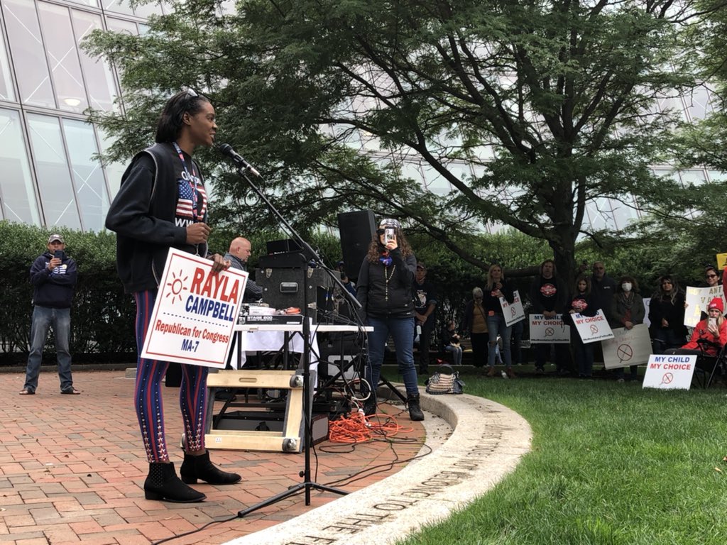 Congressional hopeful Rayla Campbell is here. She says she does not trust what the Mass. Teachers Union or Gov. Baker is doing regarding rights and flu shots.