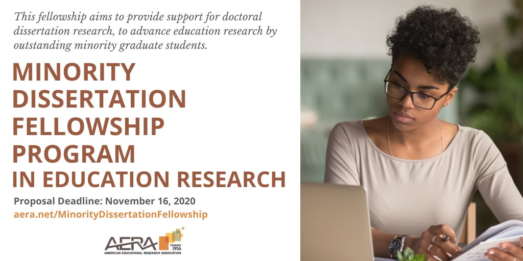 AERA is accepting proposals for the Minority Dissertation Fellowship in Education Research. Submission deadline: November 16. Learn more:
aera.net/Professional-O…