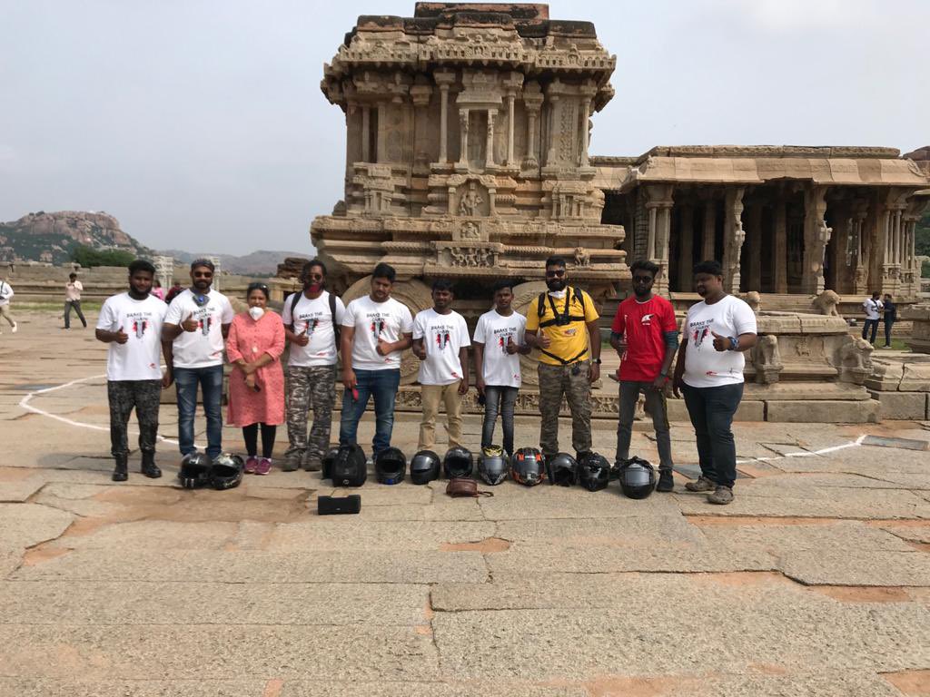Team RTGULBARGA at Hampi for South India chapters meet up 2020 #roadthrill #roadthrillgulbarga #hampi #getaway #gulbarga #stonechariothampi