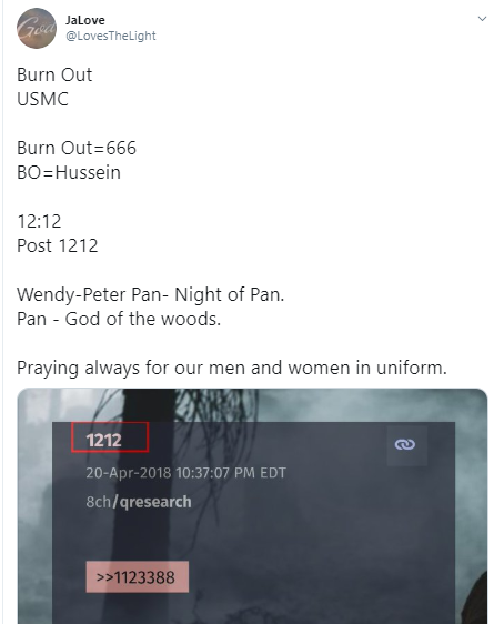 Burn Out - 666The number of a man - BOI see seas of green- waterThe Hunt is on1212 https://twitter.com/LovesTheLight/status/1310422161497223169