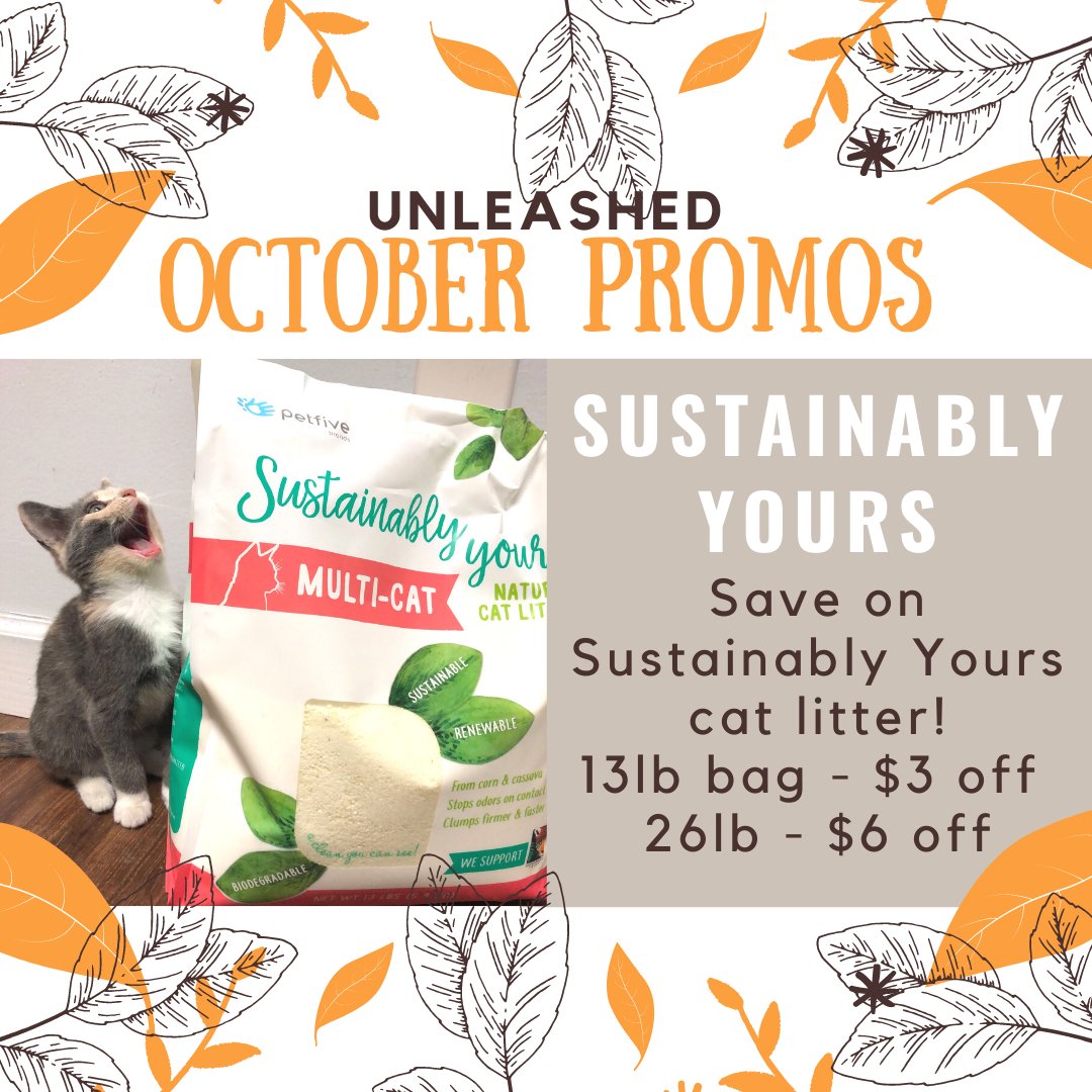 UnleashedLB's tweet image. Tohru’s favorite litter, Sustainably Yours Litter, is on sale this October at @UnleashedLB! She was very excited when we told her 😸

#shoplocalraleigh #showsomelocallove
 #nc #northcarolina #petsofthetriangle  #UnleashedNC #unleashedthedogandcatstore #unleashedlakeboone