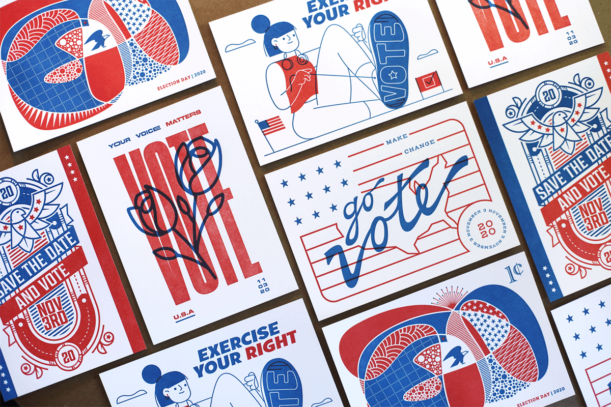 We asked five SD designers to create artwork celebrating our opportunity to have a voice in our democracy—to vote. We printed them as letterpress postcards for you to send to encourage friends to vote. Request a free set of cards here: southdakota.aiga.org/vote2020/

#vote2020 #vote