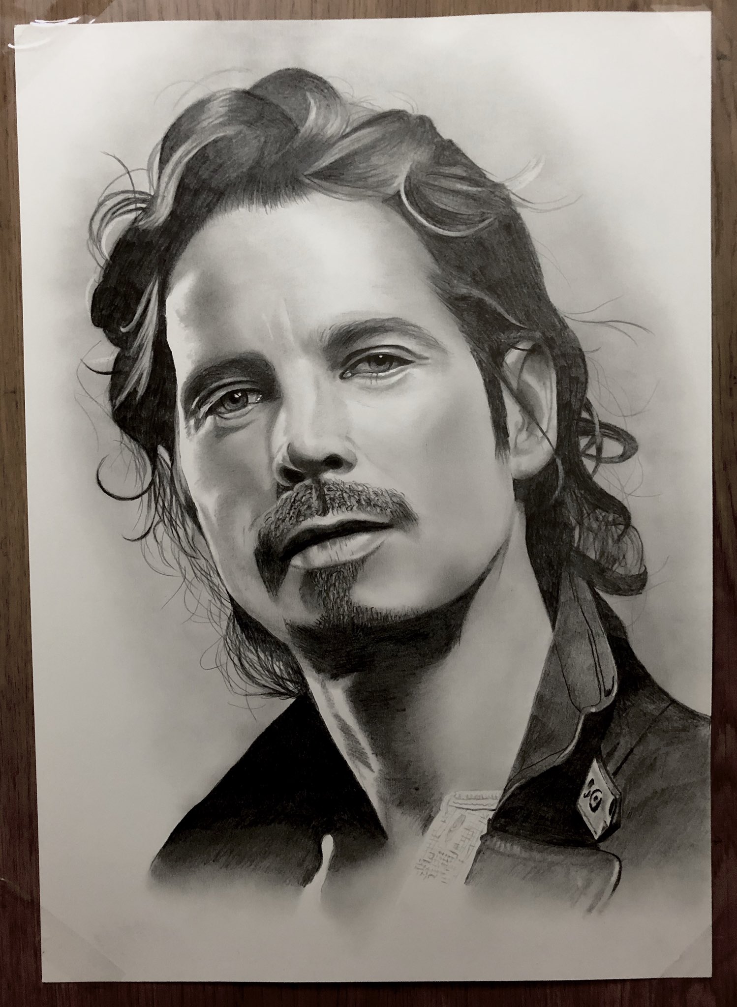 Portraits in Prose ink  A year ago today Chris Cornell passed away A  very sad day for music  This drawing is made of audioslave and  soundgarden song lyrics as well