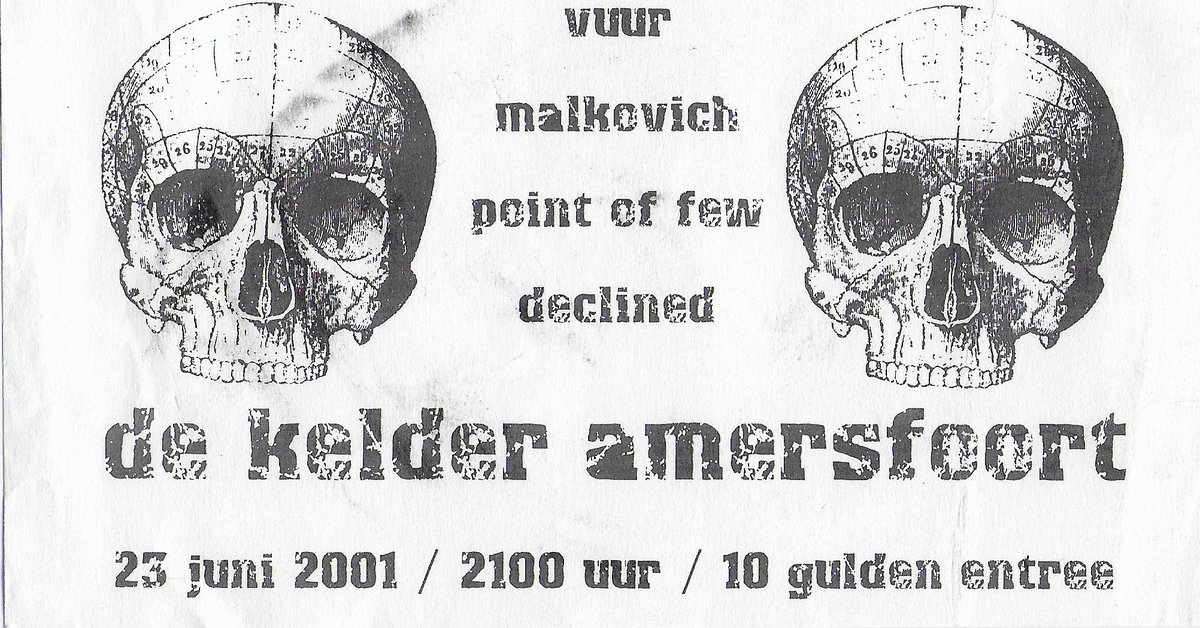 NederThrashPunk's tweet photo. #DutchThrashOnTheRise

#Flyer 23/06/2001 @ De Kelder (now @Fluor033), Amersfoort

#Vuur (Belgium fastcore) - #Malkovich (partycore) - #PointOfFew (Hoogeveen fastcore) - #Declined (hardcore)

https://t.co/IAt6N8K3hV

#hardcoreflyers #punkflyers #dutchpunk https://t.co/WnPivEWgxD
