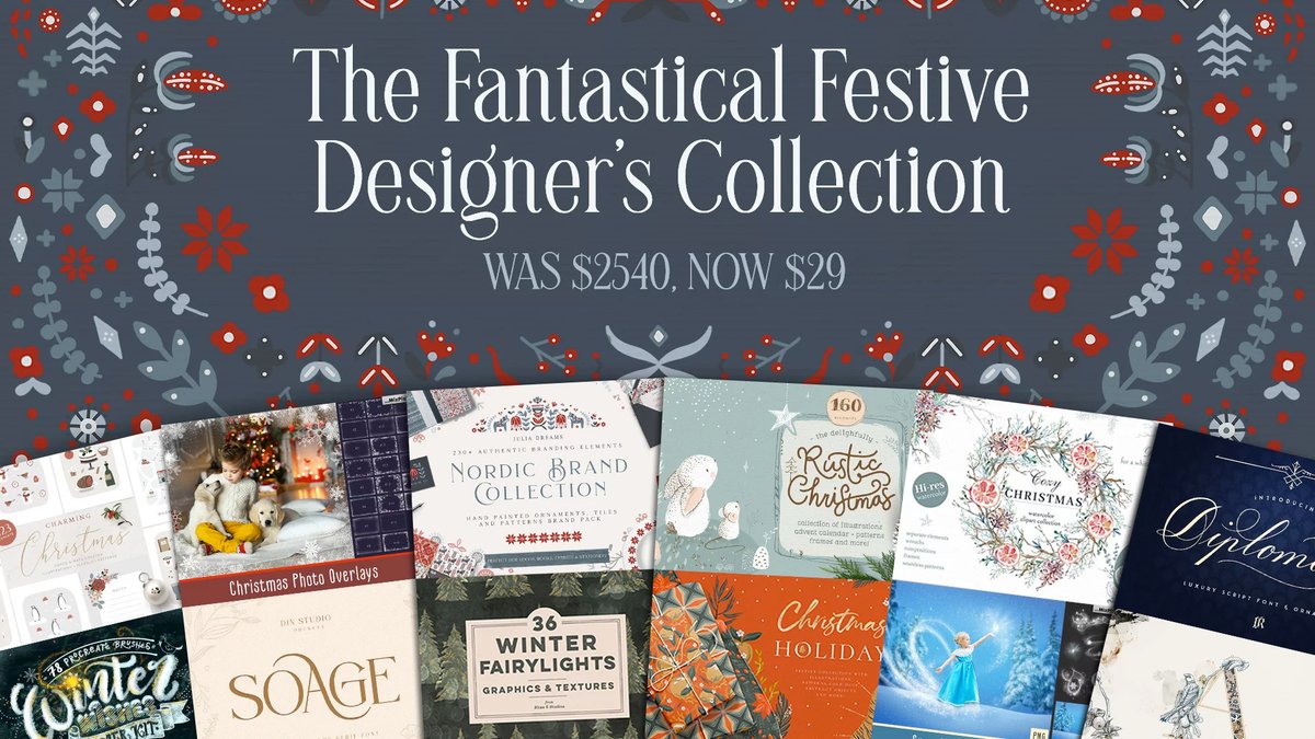affinitytuts's tweet photo. LAST DAY‼️😍 The Fantastical Festive Designer’s Collection ▶️ https://t.co/kUDvuZd8g7 #graphicdesign #affinitydesigner #affinityphoto #affinitypublisher #procreate #photoshop #advertising #designcuts #festive #FontSunday #adobe #design #digitalartist #fonts #mockup #Christmas2020 https://t.co/uBPJskYjoI