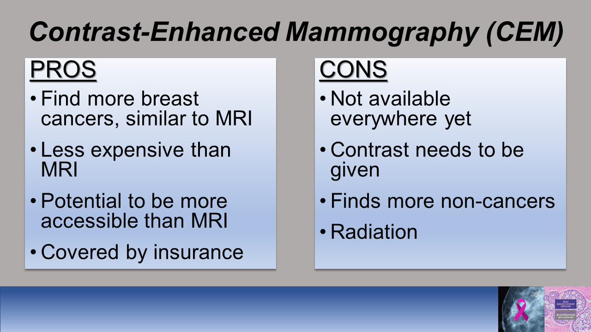 17/ CEM is pretty new and many sites around the country don't have it yet, but stay tuned!  @BIDMC_BreastImg already offers  #contrastmammo to women with history of breast cancer to help improve cancer detection