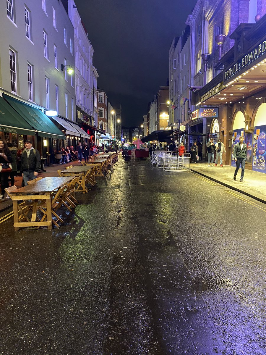 “Empty chairs at empty tables.”Once buzzing al fresco soho looking sad tonight.  #CancelTheCurfew