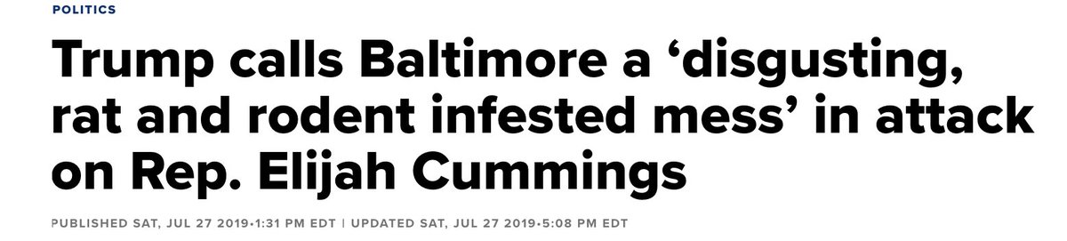 Now it makes sense, he did not want to be rude  https://www.cnbc.com/2019/07/27/trump-calls-baltimore-a-disgusting-rat-and-rodent-infested-mess-in-attack-on-rep-elijah-cummings.html