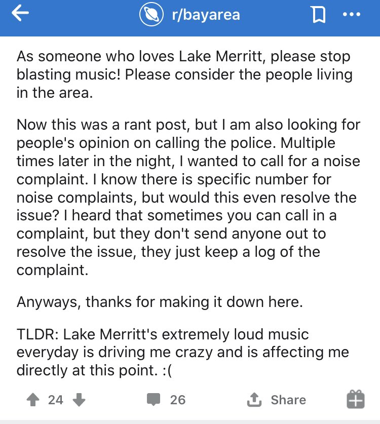These rant posts about #LakeMerritt 😆. It’s always someone who *just* moved there.