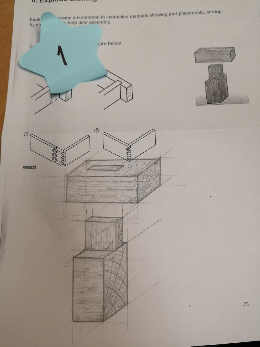 MrsC_BHCS_Tech's tweet image. Year 9s first attempts at exploded drawings. Well done year 9.