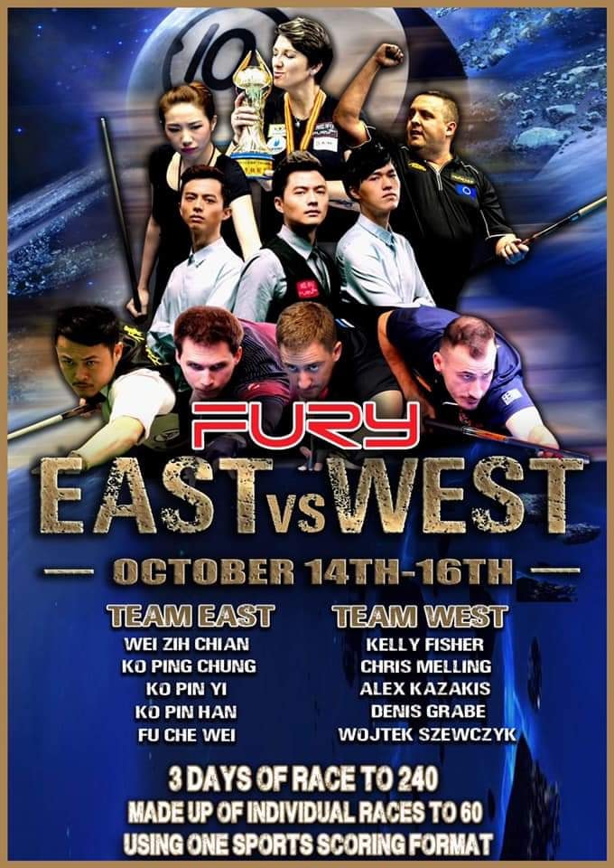 WPBAbilliards's tweet photo. Don't miss out on this special East vs. West team match up Oct 14-16 featuring 3 days of free streaming @CueitupPodcast and Fury Cues on FB! WPBA players Kelly Fisher and Wei Tzu-Chien are playing for their respective teams. #eastvswest #virtualpool https://t.co/TqVZrB7pCU