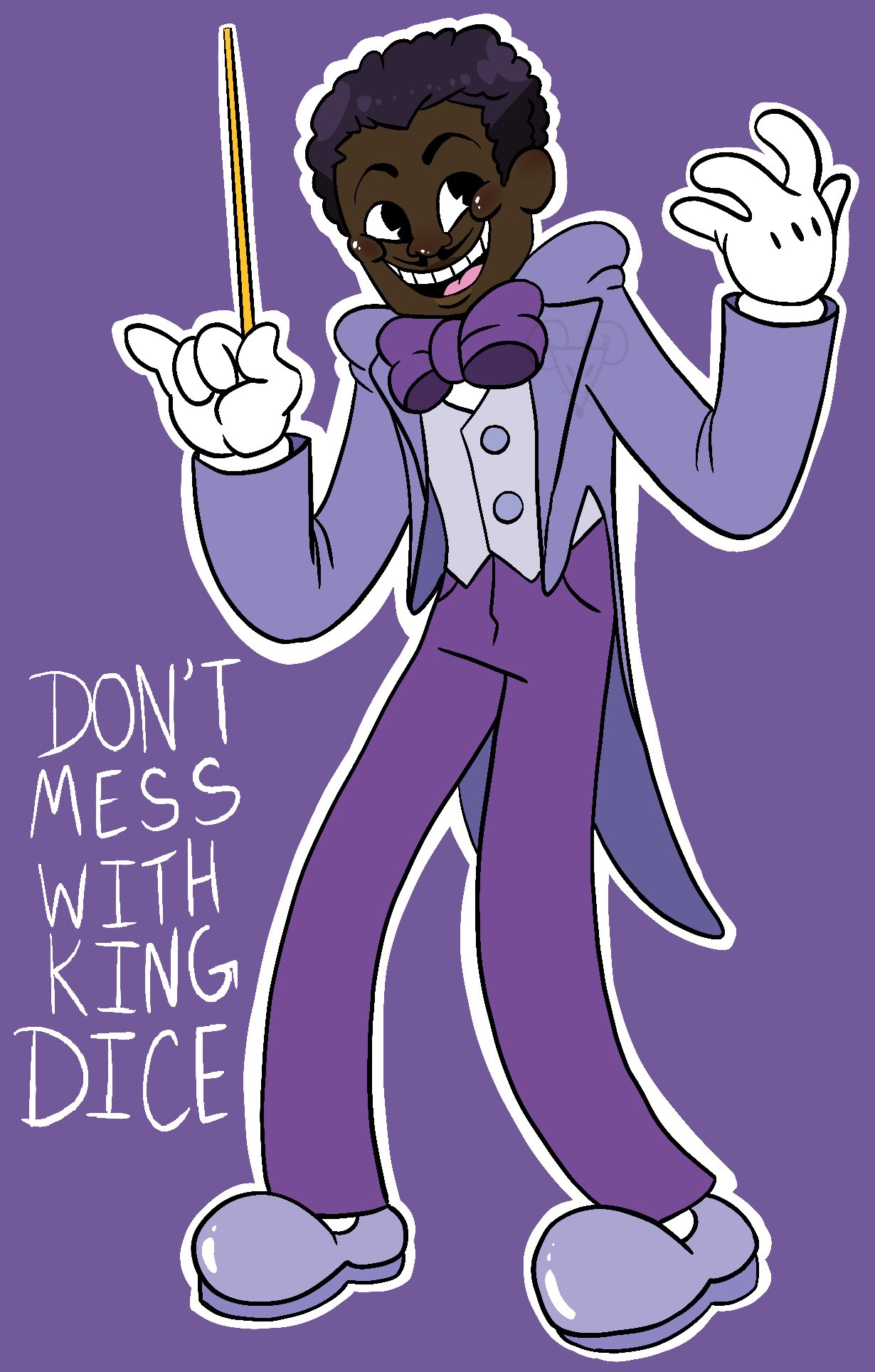 🌸Freddie🌸 on X: Not for a #blacktober prompt but I wanted to show off  how I imagine a Human King Dice💜💜so many ppl white wash him >:( #CupHead  #gijinka #kingdice #blacktober2020 #cupheaddontdealwiththedevil #