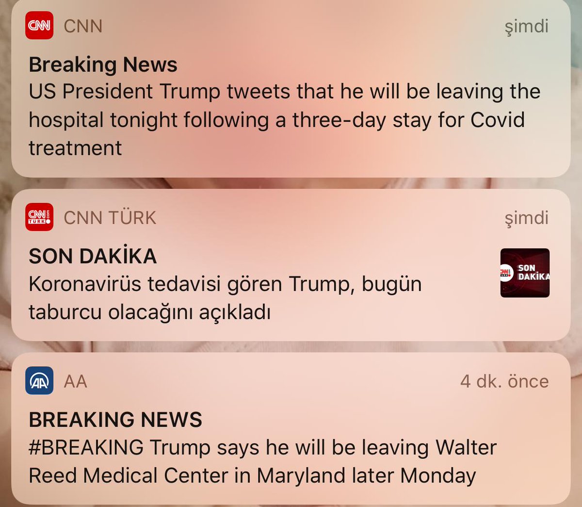 Beating #CNN in #BREAKINGNEWS #flash with 4 minutes
Thank you #anadoluagency #englishdesk 

#BREAKING #Trump says he will be leaving Walter Reed Medical Center in Maryland later Monday

#coronavirus #COVID19