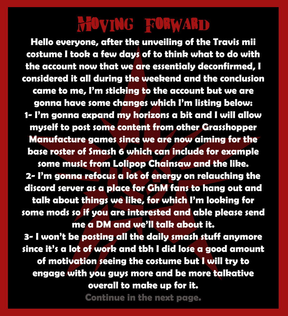 TravisSSBU's tweet photo. The future of @TravisSSBU
I would really appreciate if you could read through it but if you really need a tl;dr I'm sticking around but some changes are gonna have to take place so please read it..
If you guys have any question please ask. #TravisForSmash https://t.co/w5L4bxoDnX