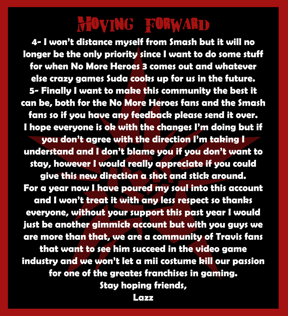 TravisSSBU's tweet photo. The future of @TravisSSBU
I would really appreciate if you could read through it but if you really need a tl;dr I'm sticking around but some changes are gonna have to take place so please read it..
If you guys have any question please ask. #TravisForSmash https://t.co/w5L4bxoDnX