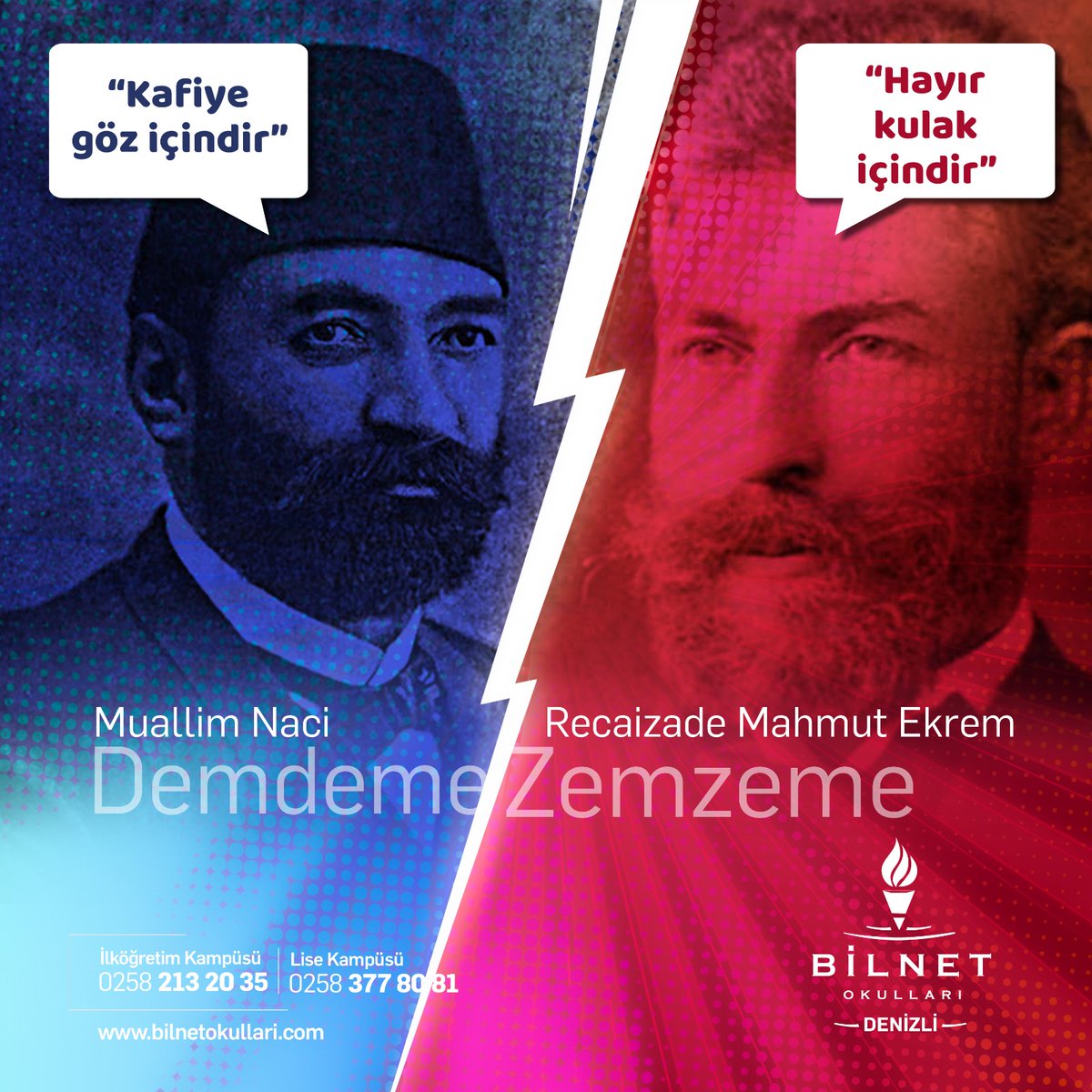 Bilen bilir, edebiyat dünyasının en ateşli tartışmalarındandır, Demdeme ile Zemzeme... Peki sizce kafiye kulak için midir yoksa göz için mi? <a href="/bilnetdenizli/">Bilnet Okulları Denizli Kampüsü</a>