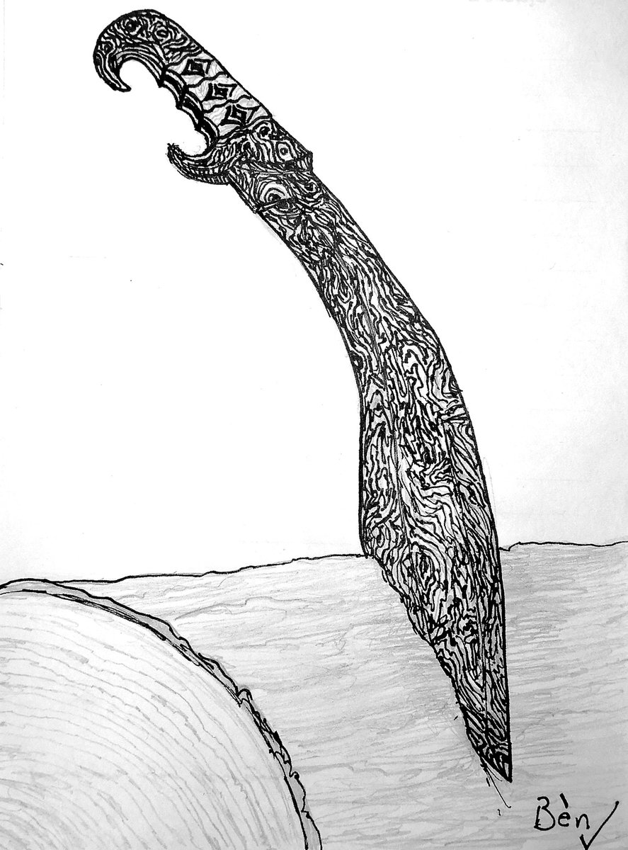 wallcus's tweet image. Damascus falcata for #inktober2020day5
#inktober2020