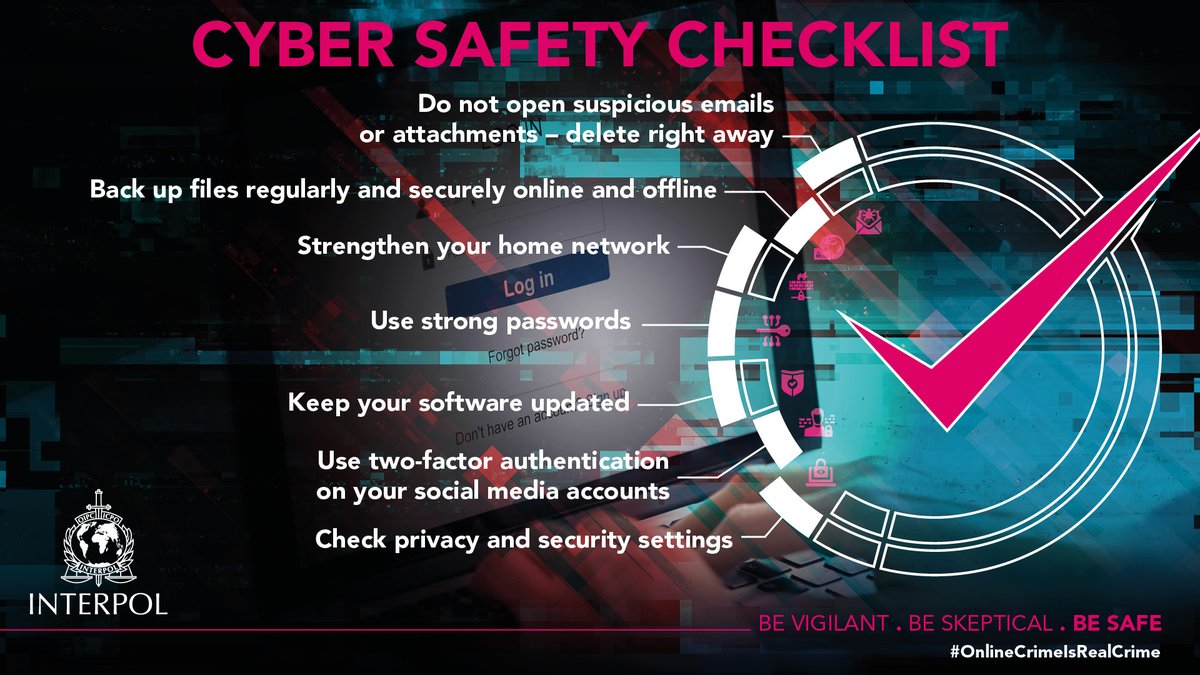 Did you know that October is Cybersecurity Awareness Month? Stay safe online with these #cyber hygiene tips.

#OnlineCrimeIsRealCrime