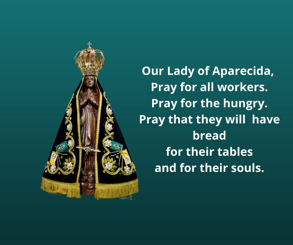 BishopZubik's tweet photo. Our Lady of #Aparecida is a simple statue, hauled from the bottom of a Brazilian river in 1717 by three fisherman who had asked Our Lady to fill their empty nets. Their next came up overflowing with fish. The Blessed Mother is close to the humble and the hungry. #Catholic https://t.co/KkPSnoRGMp