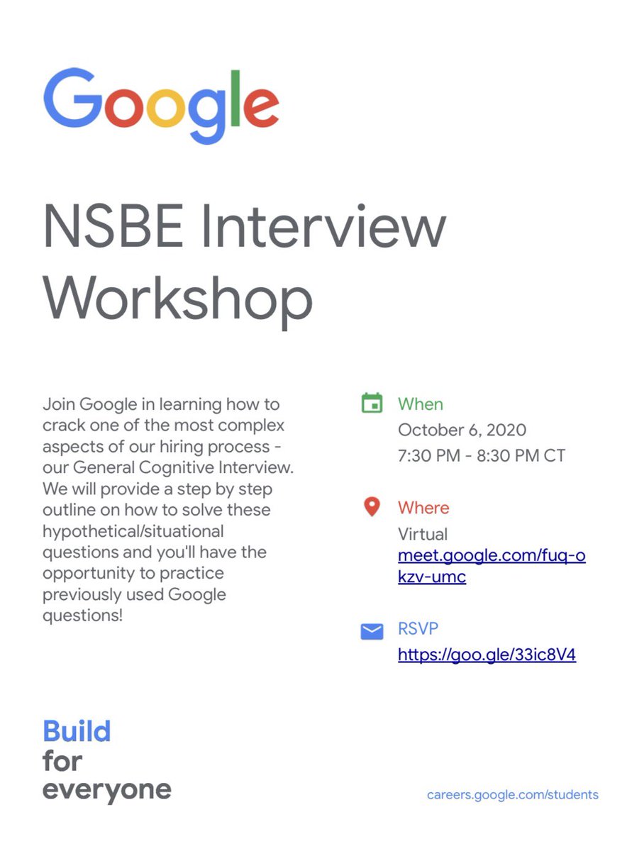 Hey Rice NSBE! The Interview Prep Workshop with Google is approaching tomorrow. Hope to see y’all there to take advantage of this exclusive opportunity!