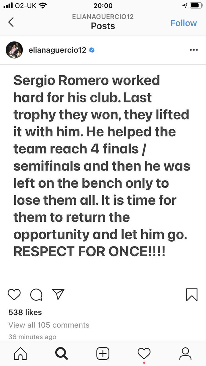 UnitedF42485166's tweet photo. Sergio Romero’s wife blast Manchester United on Instagram.

He does deserve a shot to be a number 1 keeper in a different team.

#MUFC #DeadlineDay #mufctransfer 🔴 https://t.co/BmkX36uw5M