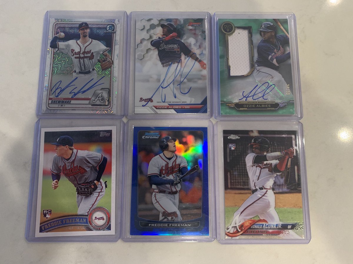 Joshua_Mayfield's tweet photo. Came home from vacation to a nice mail day! #Braves #OzzieAuto
#FreddieRC #AcunaRC #ShewmakeAuto https://t.co/FThkbZSwP1