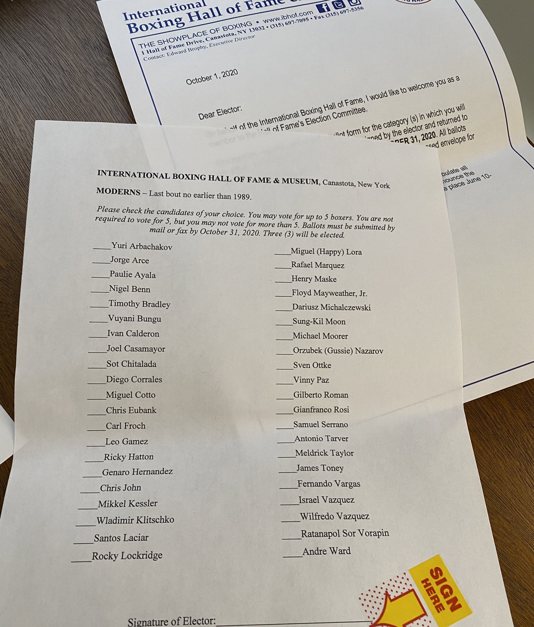 Mick Akers Got My Ballot Today For This Year S Boxinghall Modern Class Floyd Mayweather Wladimir Klitschko Andre Ward And Miguel Cotto Among Those In Their 1st Year Of Eligibility Can