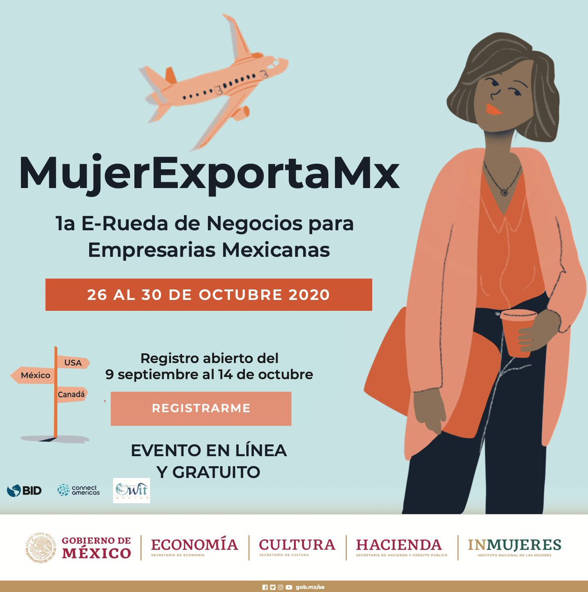 nadgasman's tweet photo. Te invito a conocer #MujerExportaMX, una oportunidad para que las mujeres empresarias de México participen en ruedas de negocios junto con otras empresas y mujeres de 🇺🇲 y 🇨🇦. 

Inscríbete antes del 14 de octubre. 

https://t.co/iLk0Ex49UZ https://t.co/OL1RGZv72s