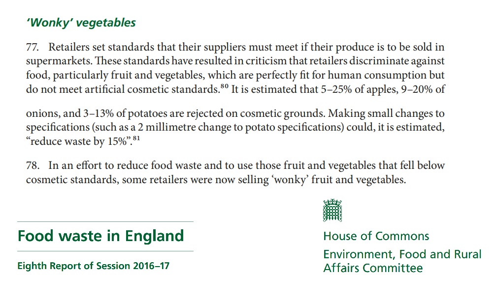 17. This has improved in recent years, with the government requesting that supermarkets reduce their cosmetic standards and campaigns to encourage people to buy ugly fruit.