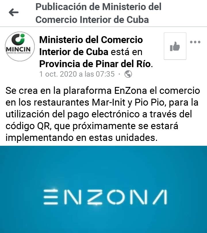 ENZONA_BX's tweet image. Desde Pinar del Río, su empresa provincial de comercio, comienza el despliegue de la gestión y pagos electrónicos en dos restaurantes.
#vamospormas #enzona #REDSA #xetid #mincin