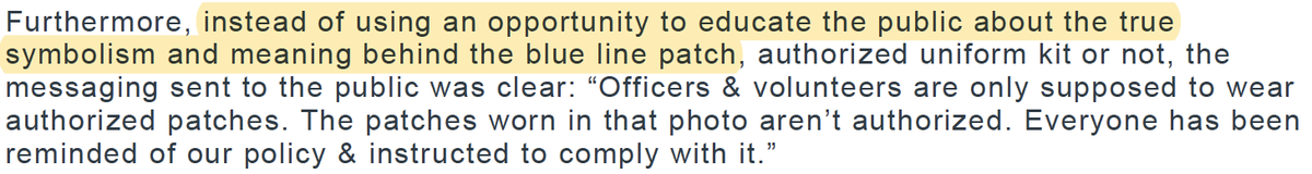 Multiple officers said they didn’t know there were negative connotations to the ‘thin blue line,’ somehow missing years of affiliation with alt-right and anti-BLM groups. One person said VicPD should have “educate[d] the public about [its] true symbolism and meaning.”