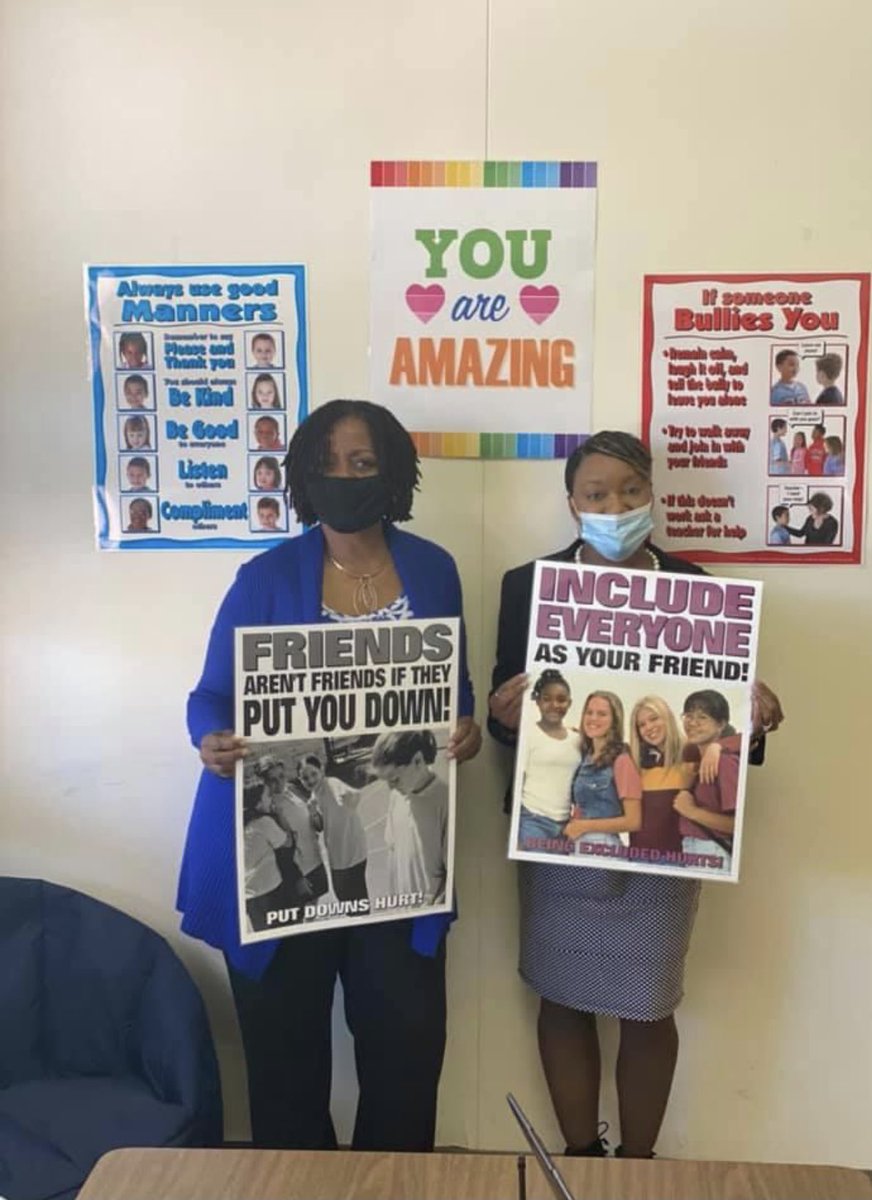 #SteppingUpOurGame         HCMS Counselors wearing their blue shirts for Bullying Prevention Month!!