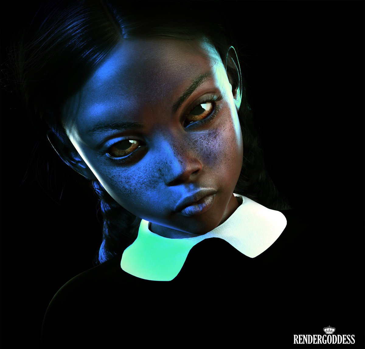 Day 5 of #Blacktober, “Creepy”: Lil Wednesday Addams.