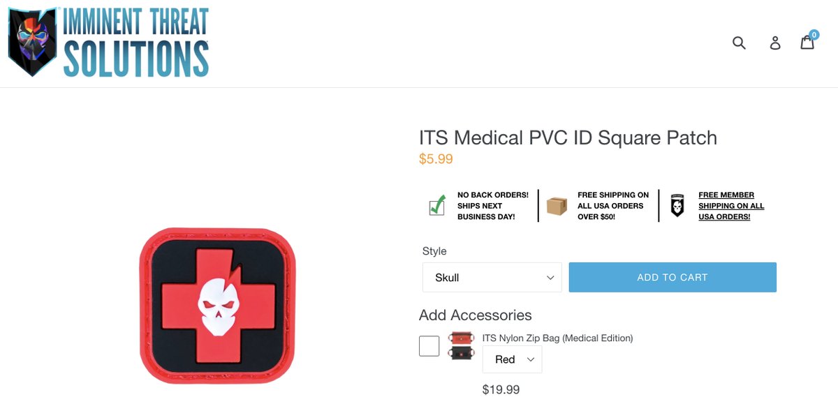 The skull wasn’t talked about. In June,  @NimrodXIV identified it as being from “Imminent Threat Solutions” which wants people to “prevail against all threats.” The patch “provide[s]…visual recognition of medical supplies.” Do you need a skull for that?  https://twitter.com/NimrodXIV/status/1269405734439174144