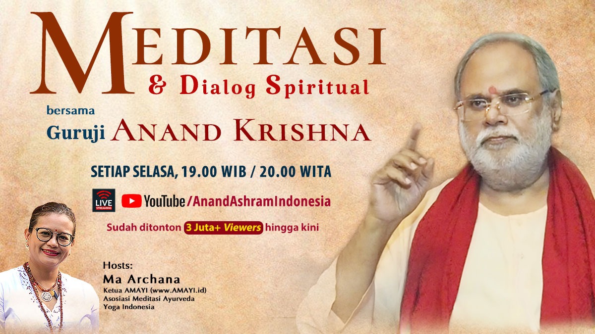 Malam ini LIVE YouTube Meditasi dan Dialog Spiritual. 
Selasa, 6 Oktober 2020 
Pukul: 19.00 WIB / 20.00 WITA

Klik link di bawah untuk bergabung 
youtu.be/-UqLvBglcDY