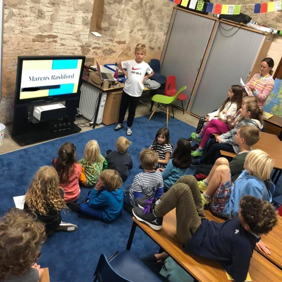 James Saxton (@jamessaxton18) on Twitter photo Our son doing his ‘Leader in Me’ talk to help realise his own leadership potential. In his own words <a href="/MarcusRashford/">Marcus Rashford</a> ‘He inspires me because he is a brilliant footballer and he has done something amazing for the world’ #lumiarstowford Our son doing his ‘Leader in Me’ talk to help realise his own leadership potential. In his own words <a href="/MarcusRashford/">Marcus Rashford</a> ‘He inspires me because he is a brilliant footballer and he has done something amazing for the world’ #lumiarstowford
