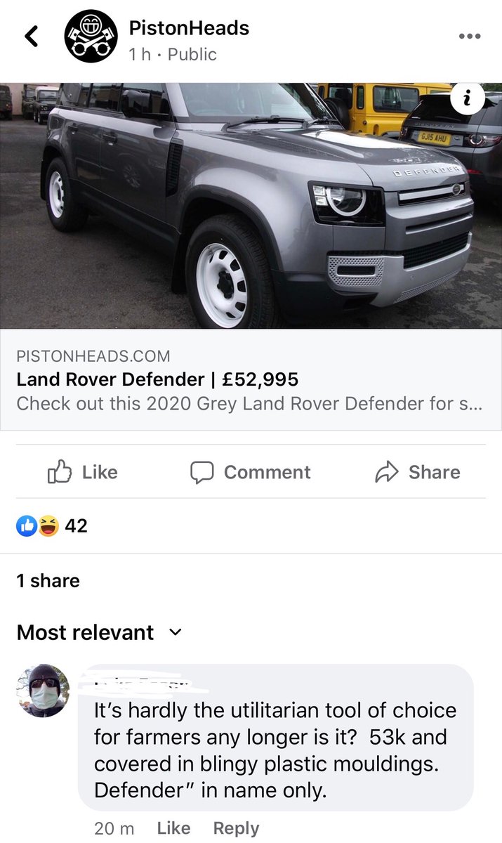 Tom_Newton_'s tweet photo. @sniffpetrol top comment on the latest PH article, they’re still going on about the farmers 😂 another comment says how expensive they are but then goes on to say how many they’ve seen out and about 🤔 https://t.co/hmlx7ZYV6d