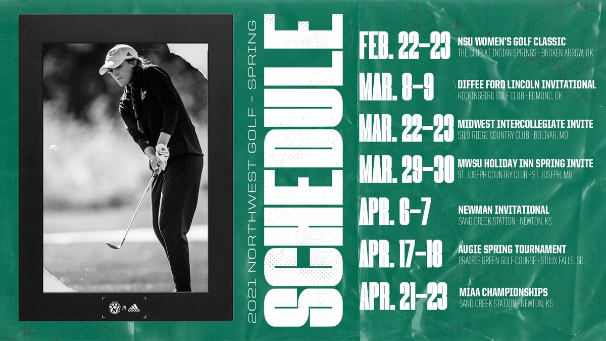 The <a href="/NWBearcatGolf/">Bearcat Golf</a> team will take to the course seven times this spring in hopes of qualifying for the NCAA Division II Regional under the direction of head coach Andy Peterson.

bit.ly/36yvZkG

#OABAAB