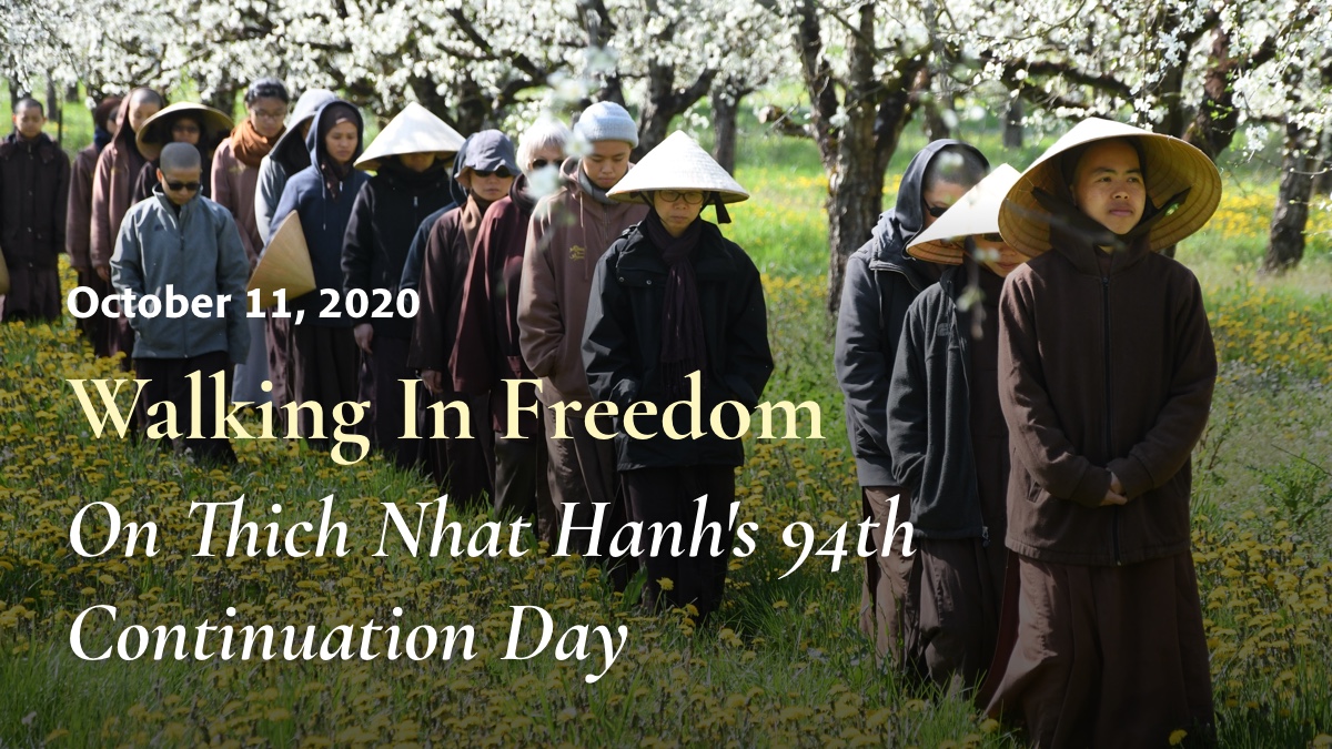 TNHFound's tweet photo. Thich Nhat Hanh turns 94 this Sunday, October 11th!

To celebrate his continuation day this Sunday, we hope you will join our global community in practicing walking meditation to touch true freedom.

For more information, visit https://t.co/rfe26138Xb https://t.co/gK6Y7Ab1G9