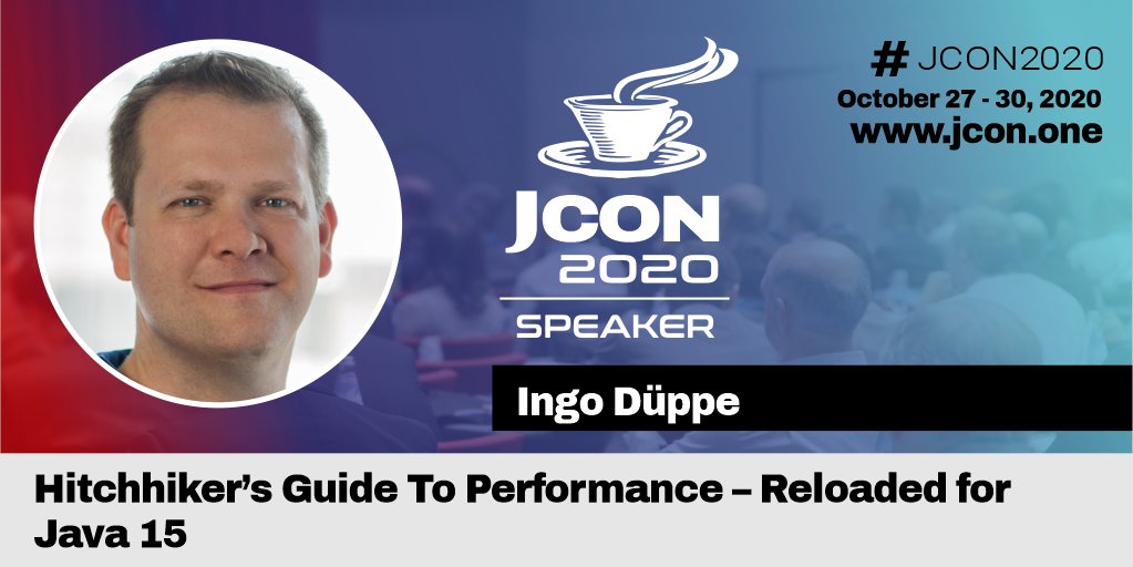 jcon_conference's tweet image. Sessionplan Änderung:
#JCON2020 - Oct. 28, 14:00 CET @javacoding online
Hitchhiker’s Guide To Performance – Reloaded for #Java 15
Wie verschafft man sich in den ersten Stunden, nachdem ein Performance- oder Stabilitätsproblem...
Kostenlose #JUG Tickets: jcon.one
