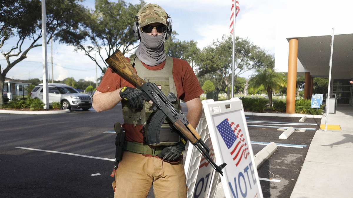 Man Standing Outside Polls With AK-47 Just There To Protect People From Voting bit.ly/2SHtYe9