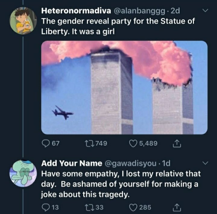 Chris phasan ➆ on X: “9/11 jokes are still funny, you