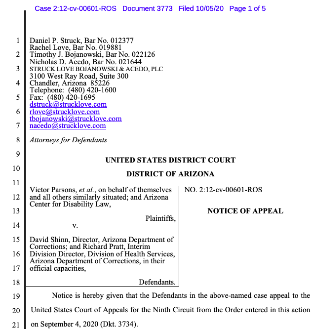 DavidCFathi's tweet image. BREAKING: Arizona prison officials file yet another appeal in @ACLU lawsuit, seeking to avoid complying with the settlement agreement they signed six years ago.   @ACLUAZ @azdisabilitylaw