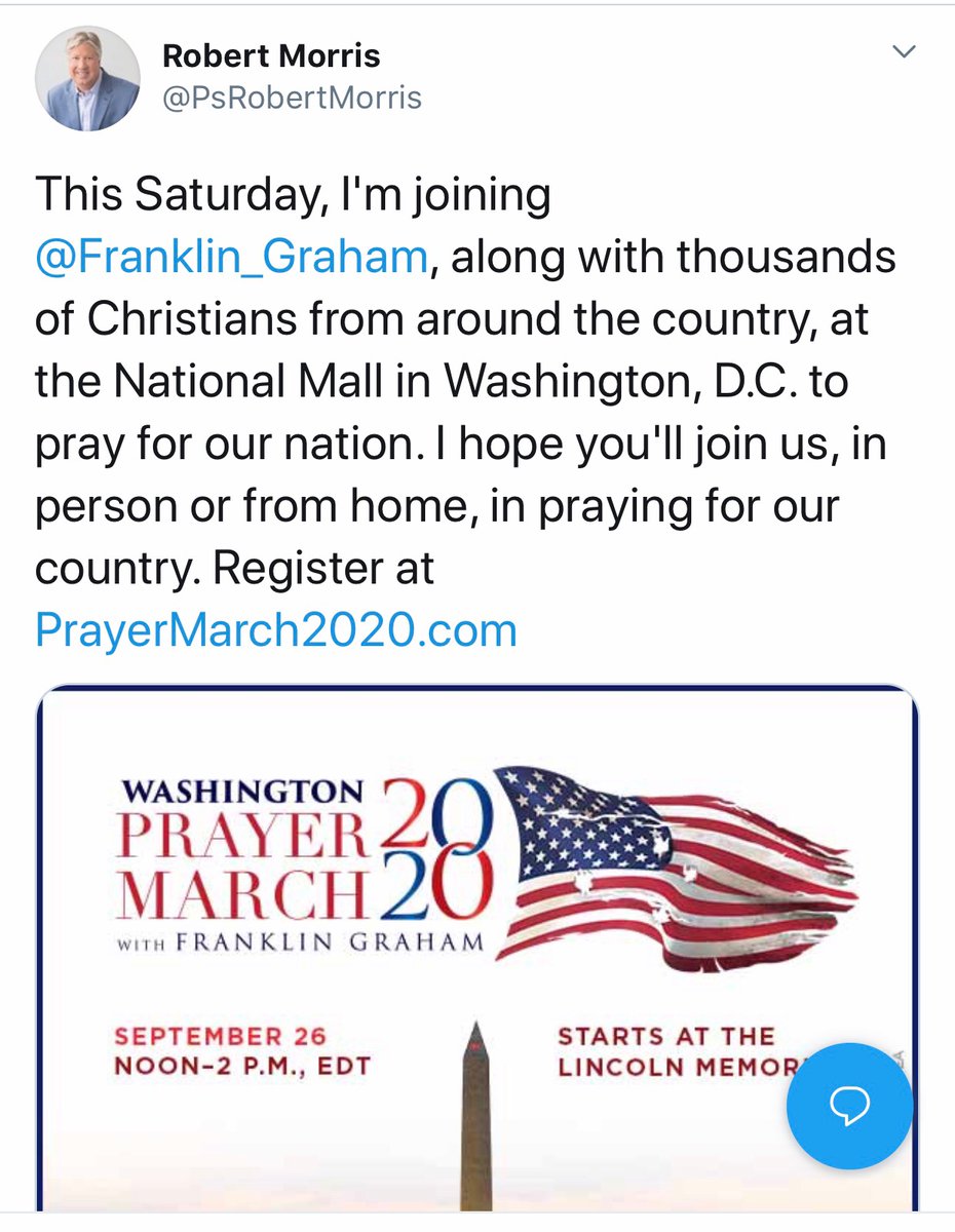 Franklin Graham makes plans for  #PrayerMarch2020 which happens on September 26th, 2020.