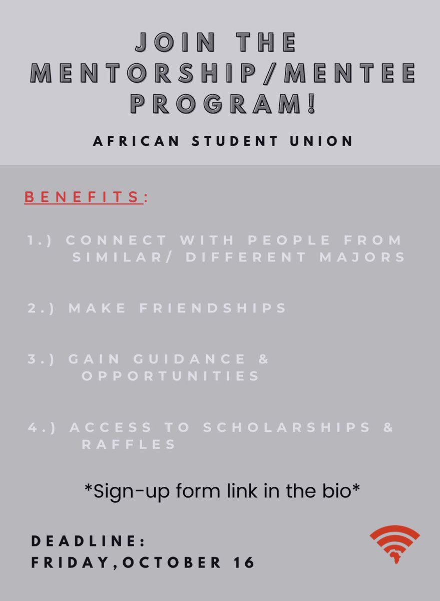 UH_ASU's tweet photo. Do you want to gain scholarships, opportunities, the ability to network with people in your major and more?! Sign up to be a mentor OR mentee!
Link is in the bio
Deadline is October 16 ‼️
#uh24 #uh23 #uh22 #uh21 #uh #universityofhouston #uhasu https://t.co/BxlYqz35sv