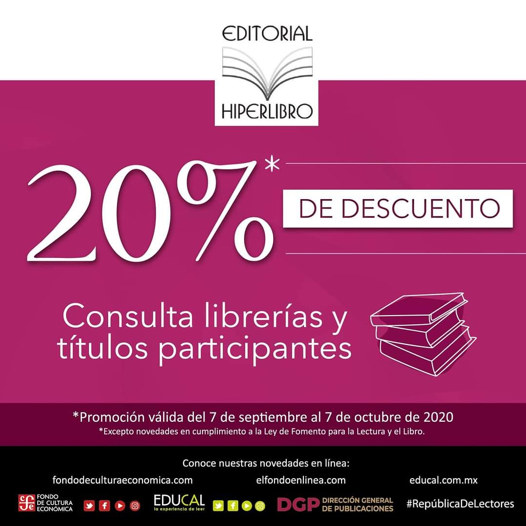 EditHiperlibro's tweet photo. Últimos días de precios especiales en nuestros títulos en Librerías @LibreriasEducal @FCEMexico

#repúblicadelectores 
#libreríavirtual 
#educal 
#fondodeculturaeconomica 
#libros
#hiperlibro https://t.co/VM2XWX4xKn
