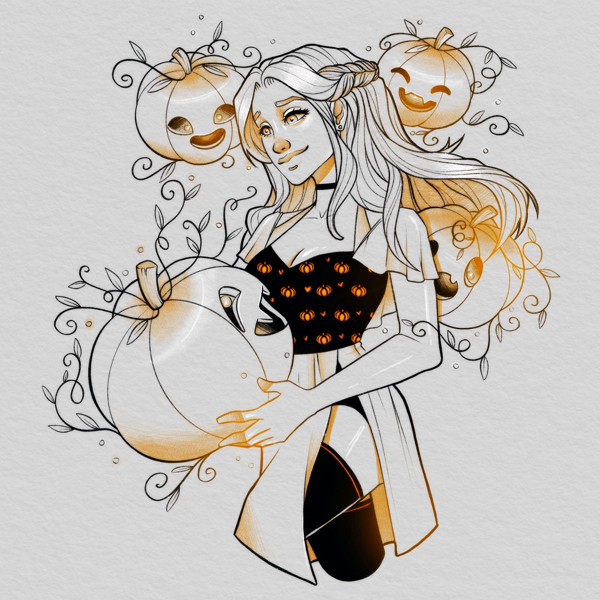 a_eme87's tweet photo. "There you go, here's a new friend for you to play with" .. Prompt 4 : Pumpkin from @ariaillustr witchtober prompt list
.
#art #illustration #witchober #witchober2020 # #ariaillutober #pumpkin #October #drawing #sketch #halloween #witcht https://t.co/mAK0IZP8ZN