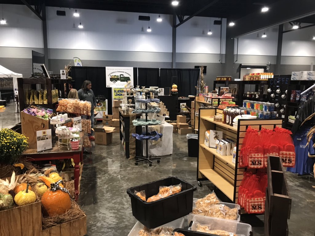 AndyGipsonforMS's tweet photo. Our team is busy setting up the first ever #GenuineMS Store in the new Trade Mart for the Mississippi State Fair!  Fairgoers can shop and purchase from over 180 items grown, raised, crafted and made right here in Mississippi!  We are proud to be Genuine Mississippi! https://t.co/sO7SZxzQmp