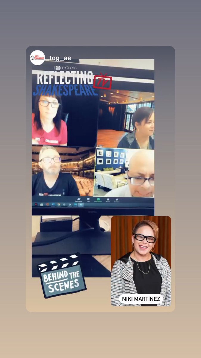NikiFreedom19's tweet photo. Hope you all can join in!!
RSTV is the 30-minute video version of The Old Globe's transformative performing arts course that goes inside to serve our brothers and sisters who are incarcerated.  Three hosts -  Erika Phillips, James Pillar, and Niki Martinez #ReflectingShakespeare https://t.co/F22jmga3O8